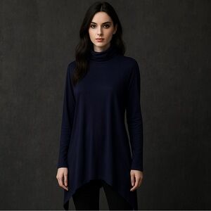 T Tahari Blue Asymmetrical Tunic Top Women’s S Witchy Goth Boho Lagenlook